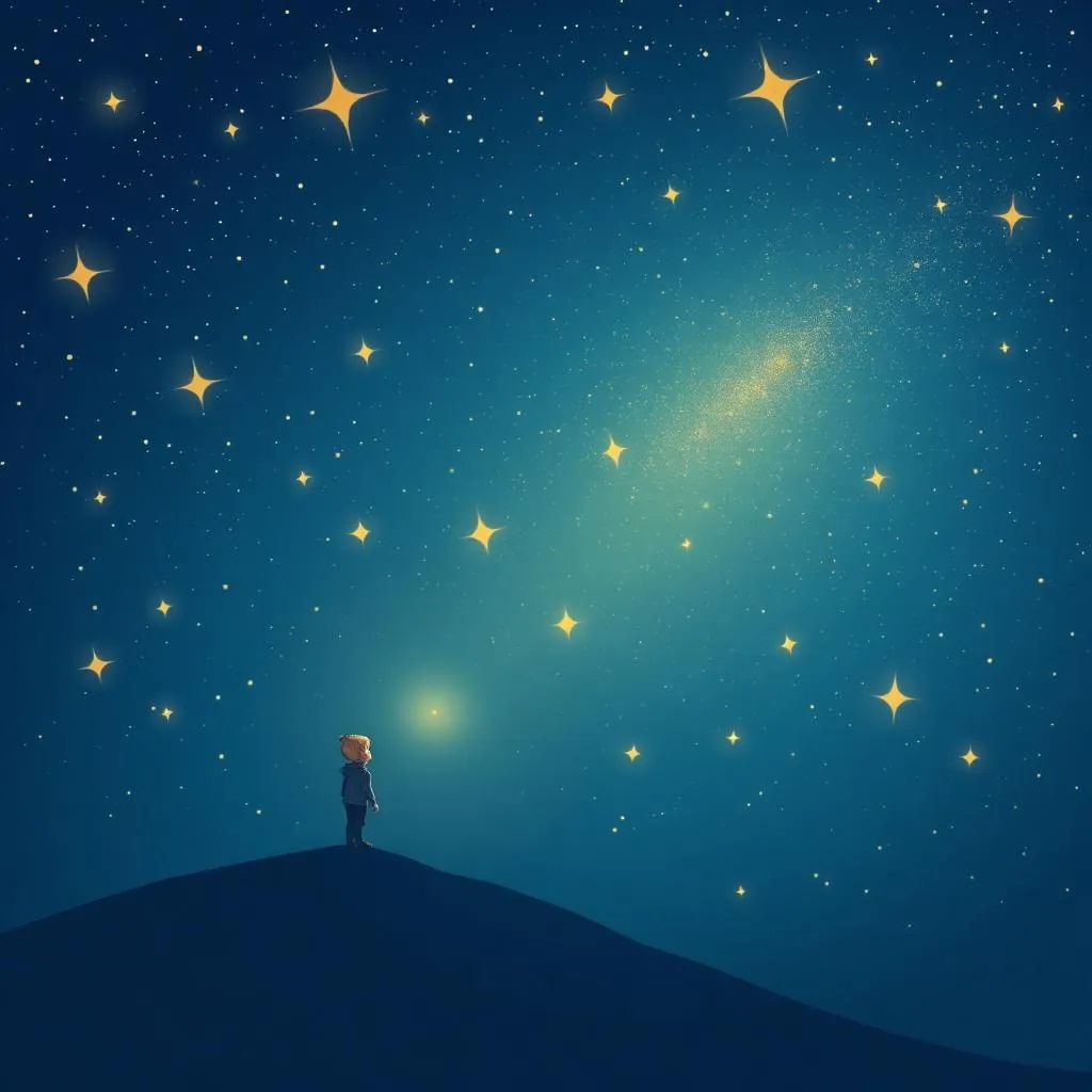 一个迷路的孩子被星星照亮 - 吃瓜爆料 404 安抚插画